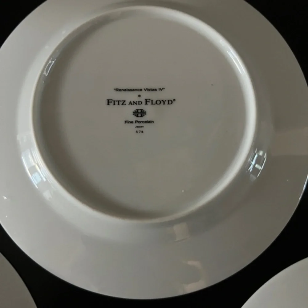 Fitz &‎ Floyd Renaissance Vistas Set Of Four Fine Porcelain Salad Plates 8